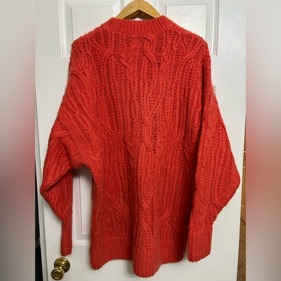 Stockholm Atelier & Other Stories chunky cable orange wool mohair sweater XL - Picture 4 of 7
